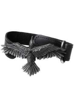 Black Consort Raven Leather Strap Bracelet