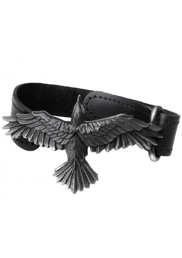 Black Consort Raven Leather Strap Bracelet