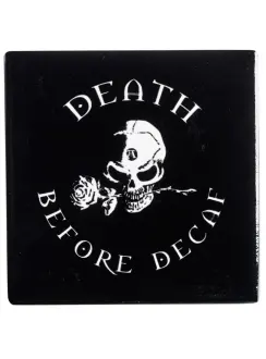 Death Before Decaf Gothic Ceramic Coaster