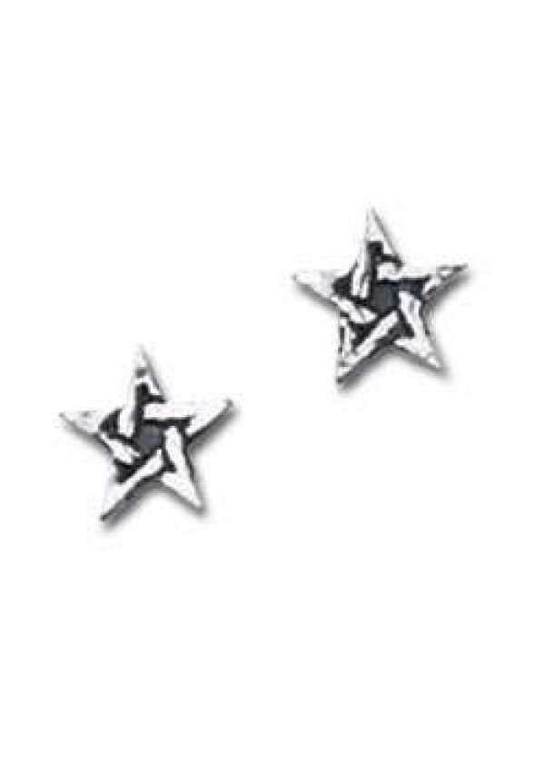 Pentagram Stud Pewter Earrings