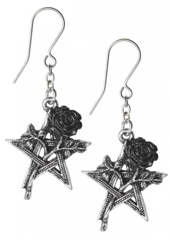 Ruah Vered Pentacle Rose Gothic Earrings