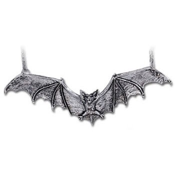 Gothic Bat Pewter Necklace