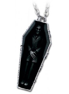 Nosferatus Rest Vampire Coffin Pewter Necklace