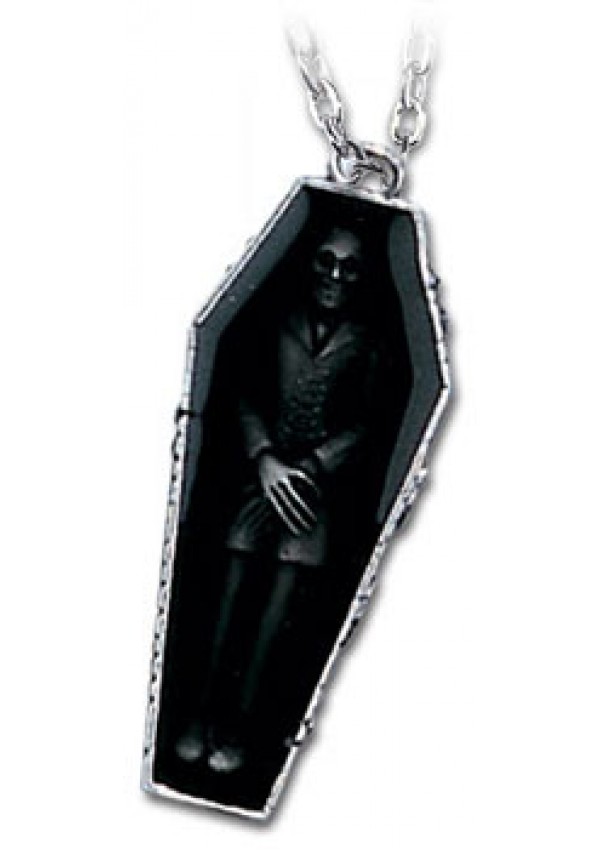 Nosferatus Rest Vampire Coffin Pewter Necklace