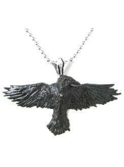 Black Raven Pewter Necklace