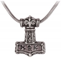 Bindrune Thors Hammer Pewter Necklace