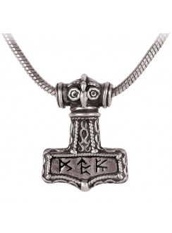 Bindrune Thors Hammer Pewter Necklace