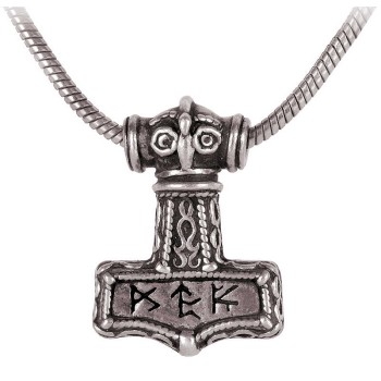 Bindrune Thors Hammer Pewter Necklace