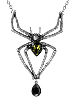 Emerald Venom Spider Pewter Necklace