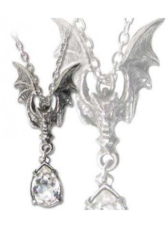 La Nuit Crystal Bat Pewter Necklace