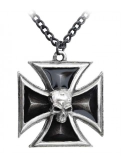 Black Knights Cross Pewter Necklace