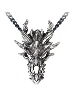 Dragon Skull Pewter Gothic Necklace
