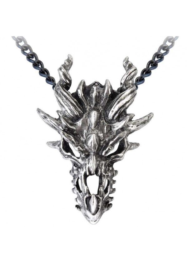 Dragon Skull Pewter Gothic Necklace