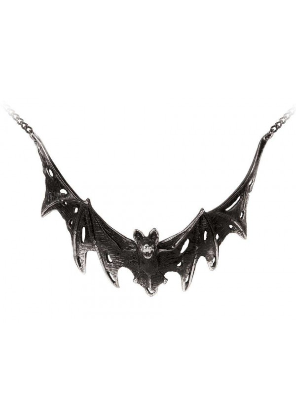 Villa Diodati Black Pewter Bat Gothic Necklace