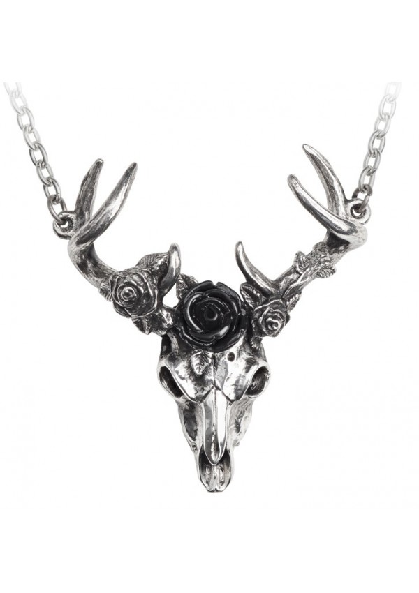 White Hart, Black Rose Pewter Pendant