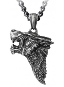 Dark Wolf Pendant with Chain