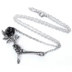 Love Never Dies Black Rose Necklace