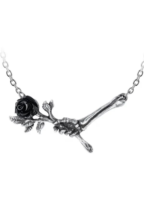 Love Never Dies Black Rose Necklace