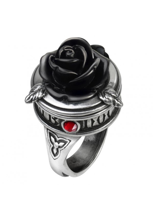 Sub Rosa Black Rose Gothic Poison Ring