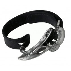 Rabeschadel Pewter Raven Skull Leather Strap Bracelet