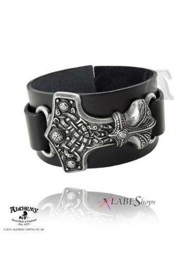 Thunderhammer Leather and Pewter Bracelet