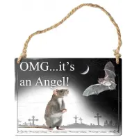 OMG Its an Angel Bat Gothic Quote Metal Sign