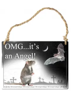 OMG Its an Angel Bat Gothic Quote Metal Sign