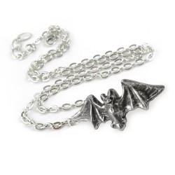 Kiss of the Night Pewter Bat Necklace
