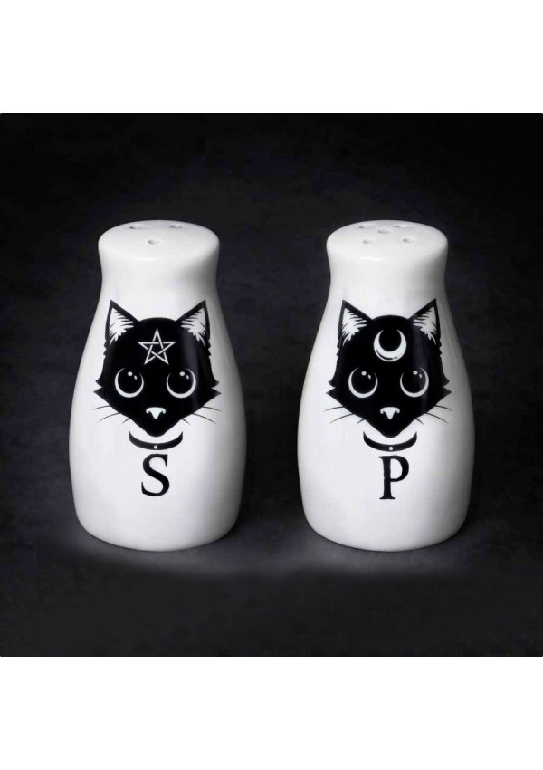Witches Familiar Black Cat Salt & Pepper Shaker Set