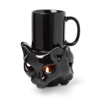 Black Cat Mug Warmer Stand and Mug