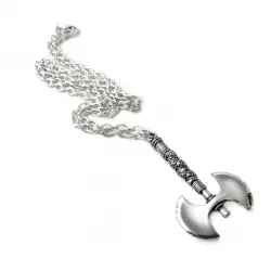 Double Axe Pewter Necklace