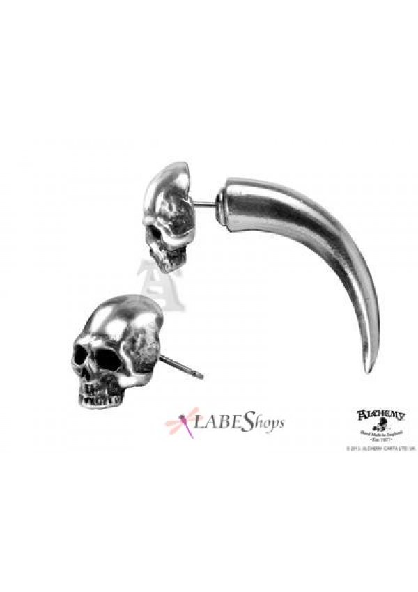 Tomb Skull Horn Faux Stretcher Earring