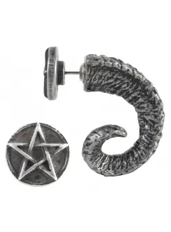 Magic Ram Horn Pentacle Faux Stretcher Earring