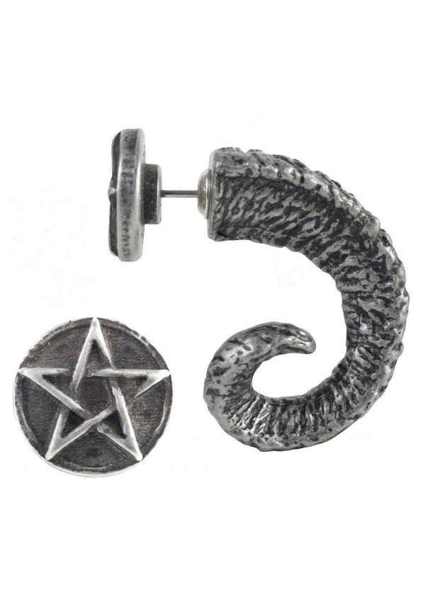 Magic Ram Horn Pentacle Faux Stretcher Earring