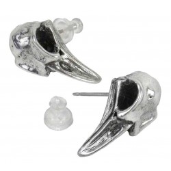 Rabeschadel Pewter Raven Skull Stud Earrings