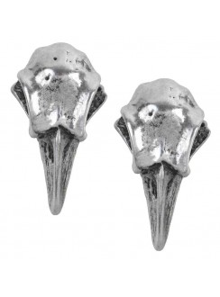 Rabeschadel Pewter Raven Skull Stud Earrings