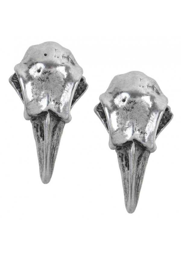 Rabeschadel Pewter Raven Skull Stud Earrings