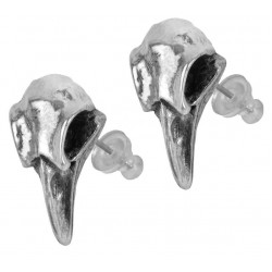 Rabeschadel Pewter Raven Skull Stud Earrings