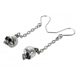 Deadskull Pewter Skull Drop Gothic Earrings