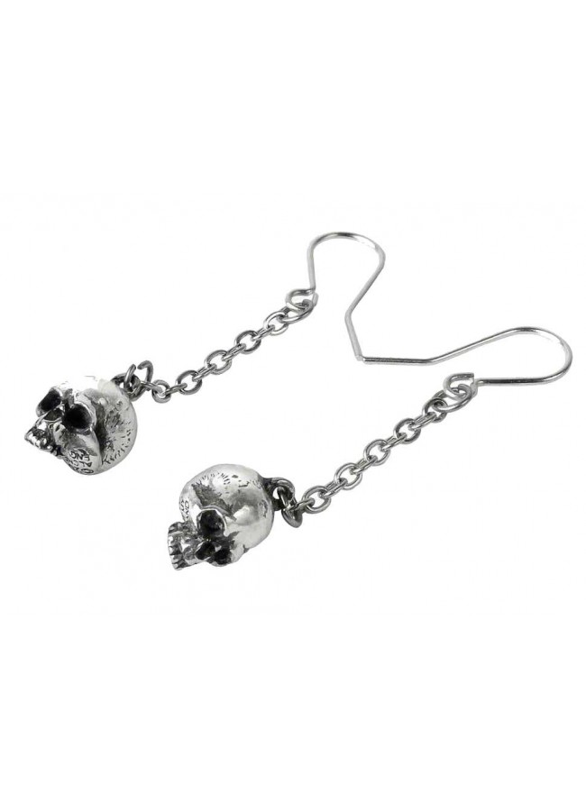 Deadskull Pewter Skull Drop Gothic Earrings - Skull Jewelry, Goth Jewelry