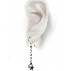 Deadskull Pewter Skull Drop Gothic Earrings