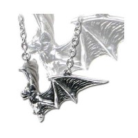 Om Strygia Pewter Bat Necklace