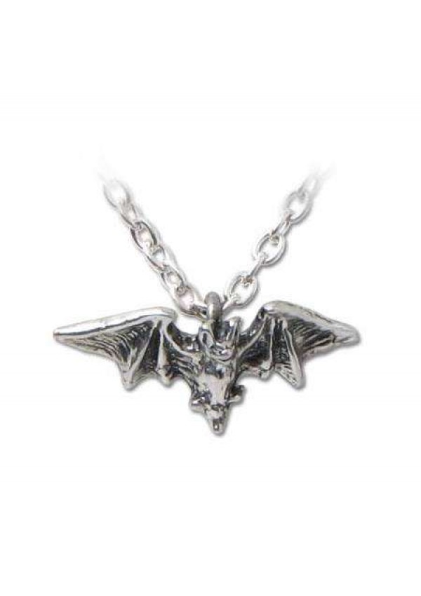 Kiss of the Night Pewter Bat Necklace