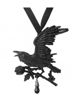 Harbinger Black Raven and Rose Gothic Necklace