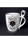 Purrfect Brew Black Cat Mug and Spoon Set