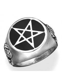 Roseus Pentagram Enameled Pewter Ring