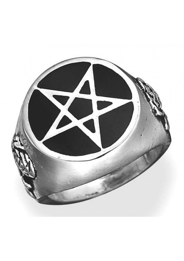 Roseus Pentagram Enameled Pewter Ring