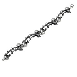 No Mans Land Barbed Wire Dreadpunk Skull Bracelet