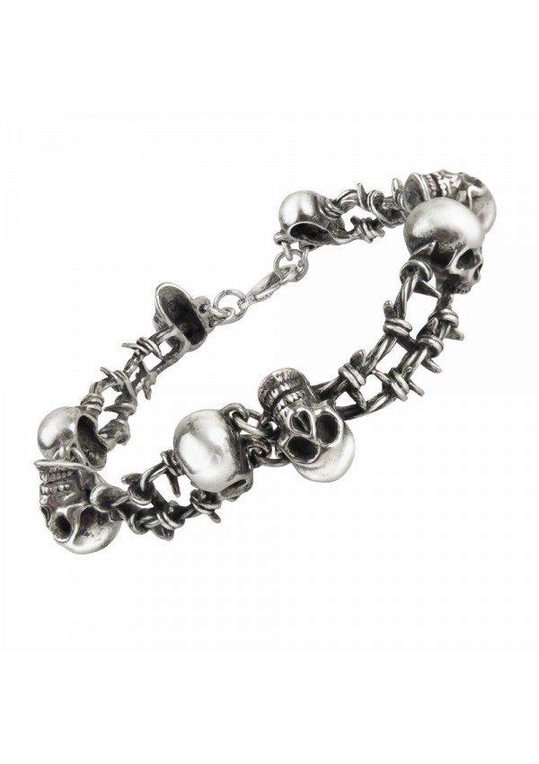 No Mans Land Barbed Wire Dreadpunk Skull Bracelet