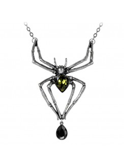 Emerald Venom Spider Pewter Necklace